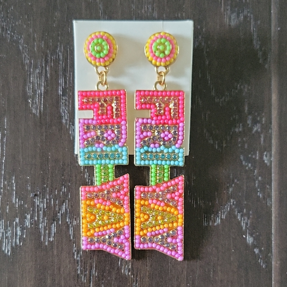 Colorful Beaded Statement Earrings